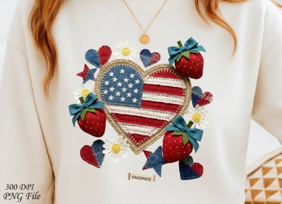 Boho 4th of July Strawberry PNG SVG for Graphics and T-Shirt Designs