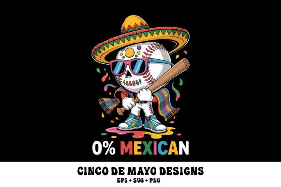 Cinco De Mayo Baseball Skull 0 Mexican Graphics and Illustrations