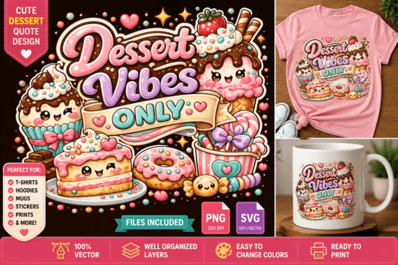 Dessert Vibes Only Graphics & T-Shirt Designs for Publishers