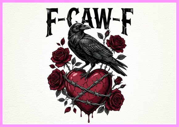 F-CAW-F Viral Meme Raven Gothic Heart Ro Graphics and Freebies