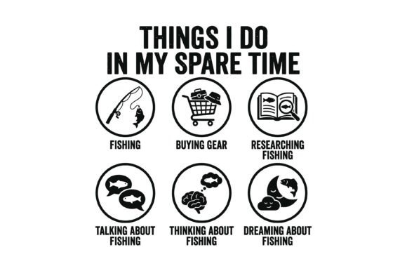 Fishing Spare Time SVG Design: Graphics for T-Shirt Designs