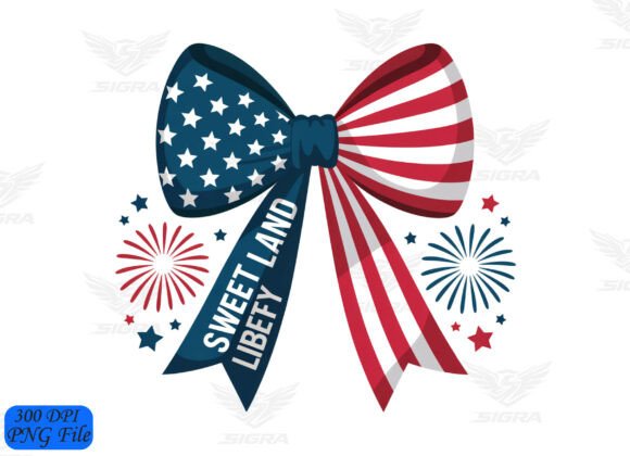 Patriotic Coquette SVG, July 4 Bow PNG Graphics and T-Shirt Designs