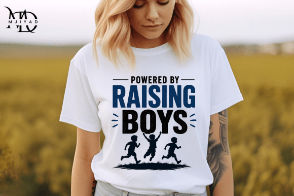 Powered by Raising Boys 👩👦💙 PNG SVG Graphics for T-Shirt Designs