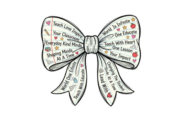 Teach Love Inspire Notebook Bow SVG Graphics and T-Shirt Designs