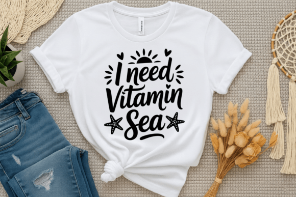 Vitamin Sea PNG Vacation Typography SVG for Graphics and T-Shirt Designs